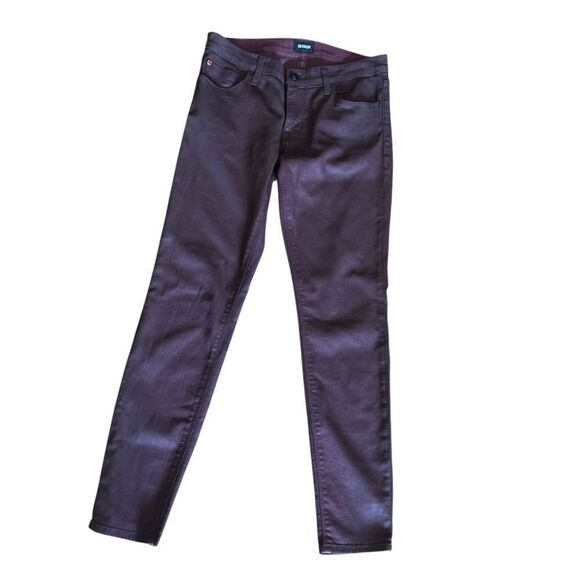 Hudson Red Wine Wax Purple Krista Ankle Super Skinny Coated Faux Leather Jeans - Picture 5 of 7